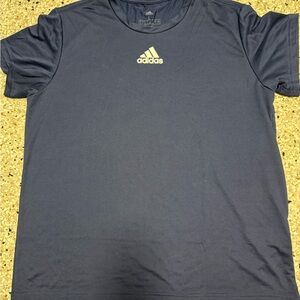 Adidas Men's Dark Blue Tee with White Logo